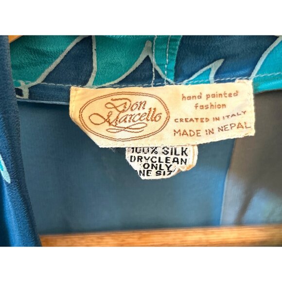 Vintage Don Marcello Hand Painted Silk Boho  Jacket Artisan Luxe Resortwear - Picture 4 of 7